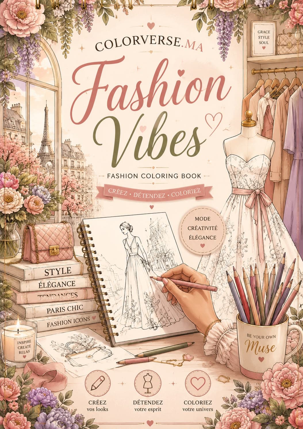 Carnet de coloriage Fashion Vibes — COLORVERSE.MA