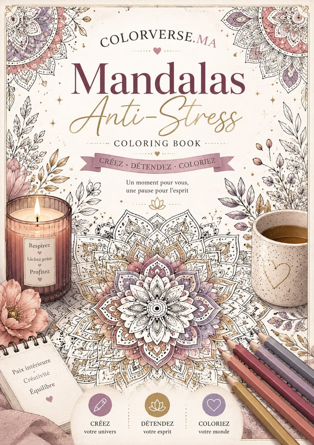 Carnet de coloriage Mandalas Anti-Stress — COLORVERSE.MA